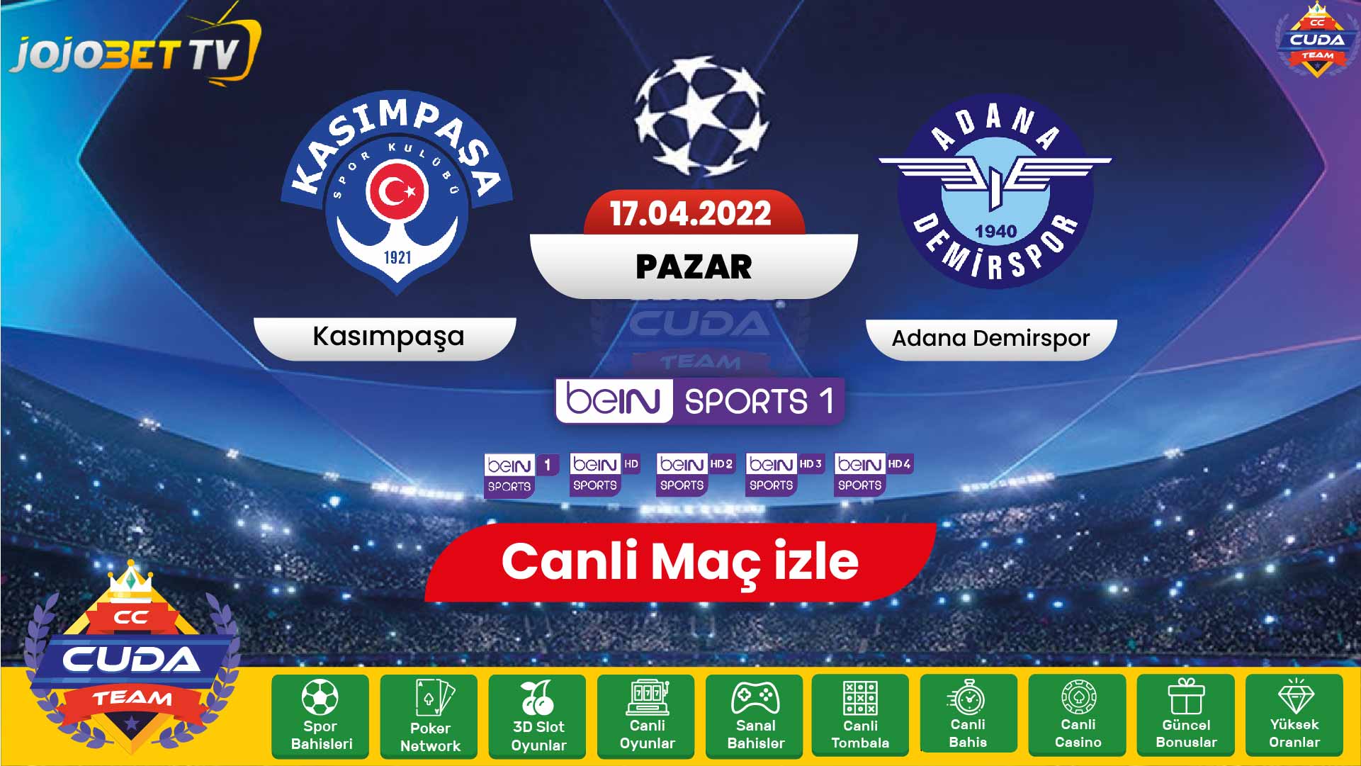 Kasımpaşa Adana Demirspor canli maç izle