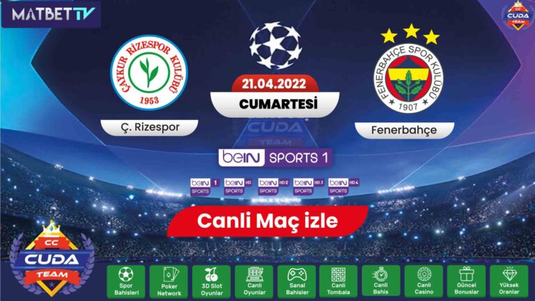 [ Jojobet TV ] Rizespor Fenerbahçe maçı canli izle, Bein sports 1 donmadan, şifresiz izle, HD maç linkleri FB