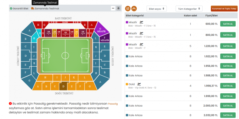 Trabzonspor – Galatasaray Maç Biletleri